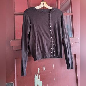 Agnes B made in France vintage snap cotton cardigan